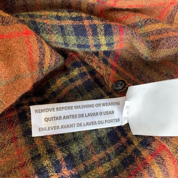 Madewell Womens Small Blouse Top Brown Rust Plaid Rayon Wool Blend Long Sleeves - Picture 10 of 10